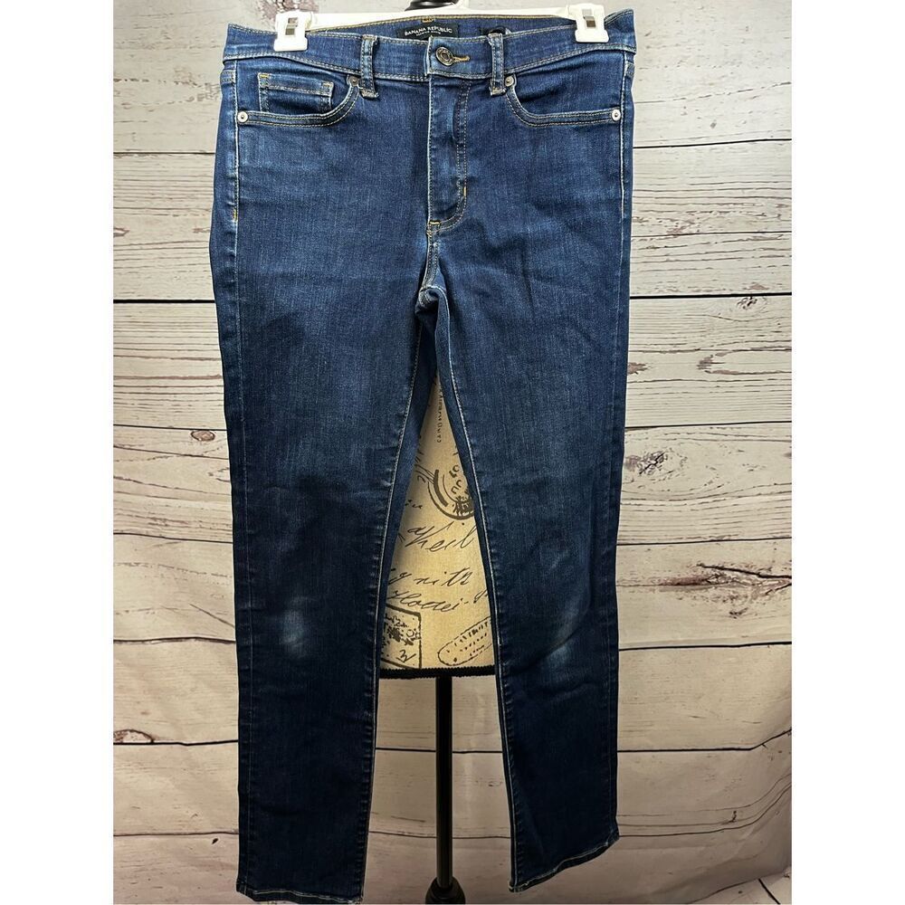 Banana Republic Slim Straight Dark Wash Premium Denim Jeans Women's Size 27